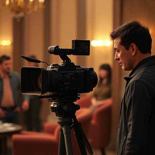 Un camarógrafo filmando una escena para una nueva serie de drama.